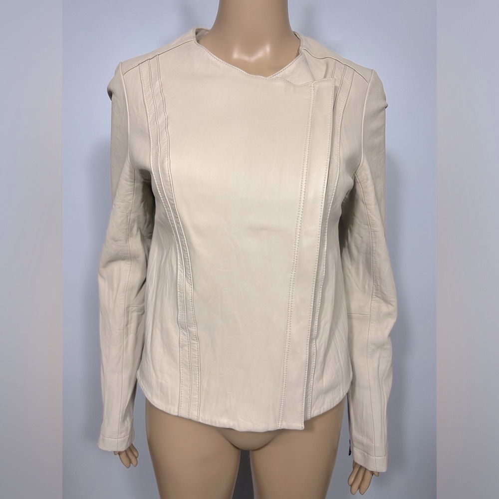 NEW Burning Torch Asymmetrical Washed Leather Snow Size S Beige